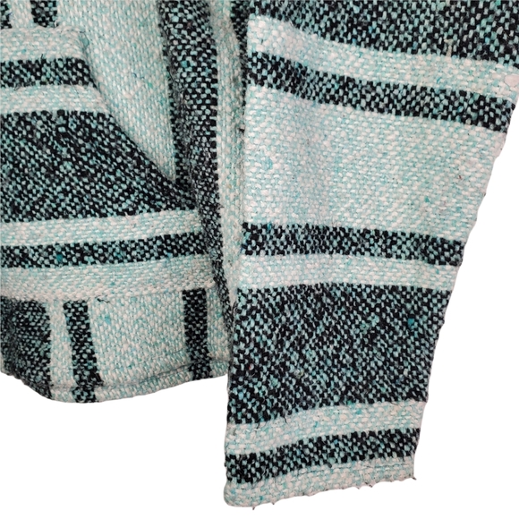 Sandy Made in Mexico Hooded Sweatshirt Teal and Black Sz. M - Picture 7 of 8